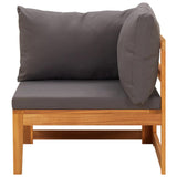 5 Piece Garden Lounge Set with Dark Grey Cushions Acacia Wood - Top-Down View