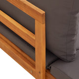 5 Piece Garden Lounge Set with Dark Grey Cushions Acacia Wood - Low Angle