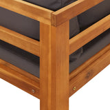 5 Piece Garden Lounge Set with Dark Grey Cushions Acacia Wood - Extra Image