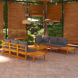 5 Piece Garden Lounge Set with Dark Grey Cushions Acacia Wood