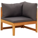 4 Piece Garden Lounge Set with Dark Grey Cushions Acacia Wood - Side View