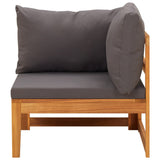 4 Piece Garden Lounge Set with Dark Grey Cushions Acacia Wood - Top-Down View