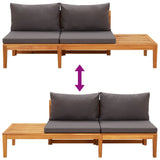 4 Piece Garden Lounge Set with Dark Grey Cushions Acacia Wood - Rear View