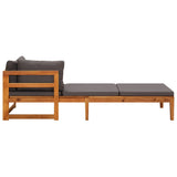 3 Piece Garden Lounge Set with Dark Grey Cushions Acacia Wood - Close-Up Angle