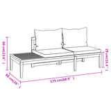 Garden Benches with Cream White Cushions 2 pcs Acacia Wood - Close-Up Angle