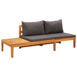 Garden Benches with Dark Grey Cushions 2 pcs Acacia Wood - Side View