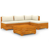 5 Piece Garden Lounge Set with Cushions Solid Wood Acacia