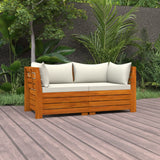 2-Seater Garden Sofa with Cushions Solid Wood Acacia