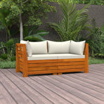 2-Seater Garden Sofa with Cushions Solid Acacia Wood