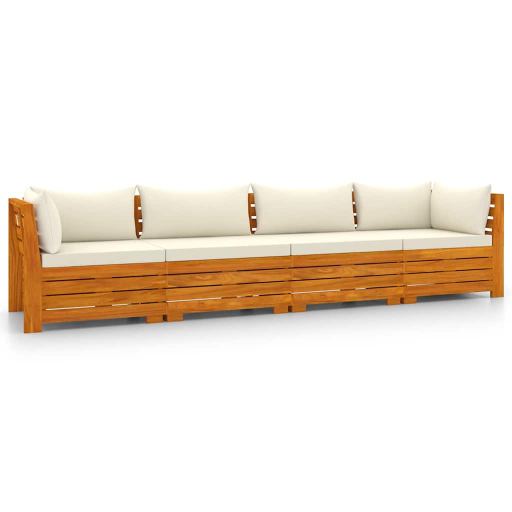 4-Seater Garden Sofa with Cushions Solid Acacia Wood