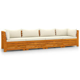 4-Seater Garden Sofa with Cushions Solid Acacia Wood
