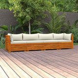 4-Seater Garden Sofa with Cushions Solid Acacia Wood