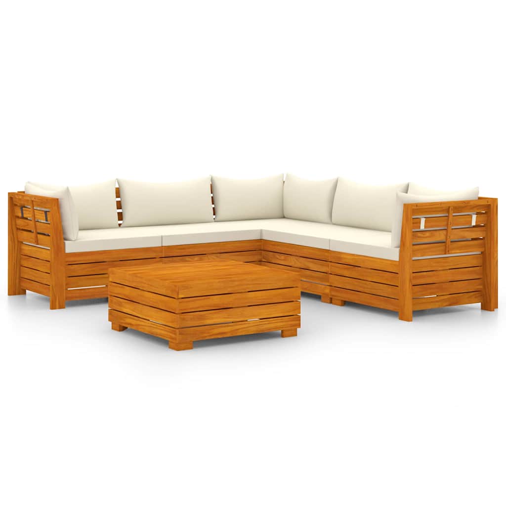 6 Piece Garden Lounge Set with Cushions Solid Acacia Wood