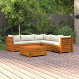 6 Piece Garden Lounge Set with Cushions Solid Acacia Wood