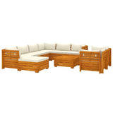 10 Piece Garden Lounge Set with Cushions Solid Wood Acacia - Front View