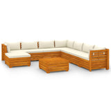9 Piece Garden Lounge Set with Cushions Solid Wood Acacia