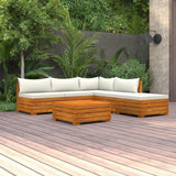 6 Piece Garden Lounge Set with Cushions Solid Acacia Wood