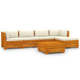 6 Piece Garden Lounge Set with Cushions Solid Acacia Wood - Front View