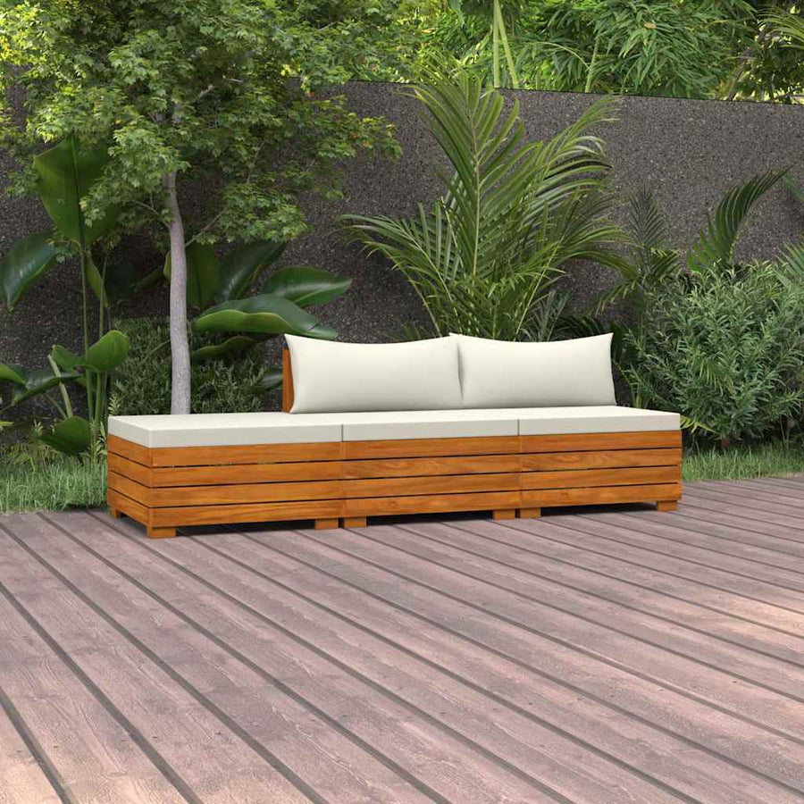3 Piece Garden Lounge Set with Cushions Solid Wood Acacia