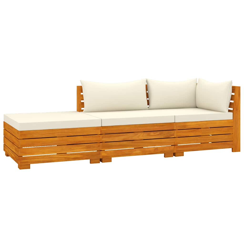 3 Piece Garden Lounge Set with Cushions Solid Wood Acacia