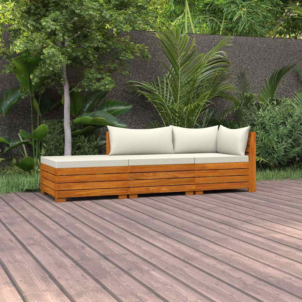 3 Piece Garden Lounge Set with Cushions Solid Wood Acacia