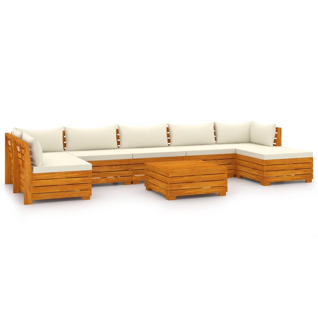 8 Piece Garden Lounge Set with Cushions Solid Acacia Wood