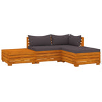 4 Piece Garden Lounge Set with Cushions Solid Acacia Wood