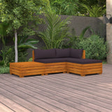 4 Piece Garden Lounge Set with Cushions Solid Acacia Wood