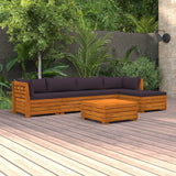 6 Piece Garden Lounge Set with Cushions Solid Acacia Wood