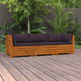 3-Seater Garden Sofa with Cushions Solid Wood Acacia