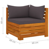 6 Piece Garden Lounge Set with Cushions Solid Wood Acacia - Rear View