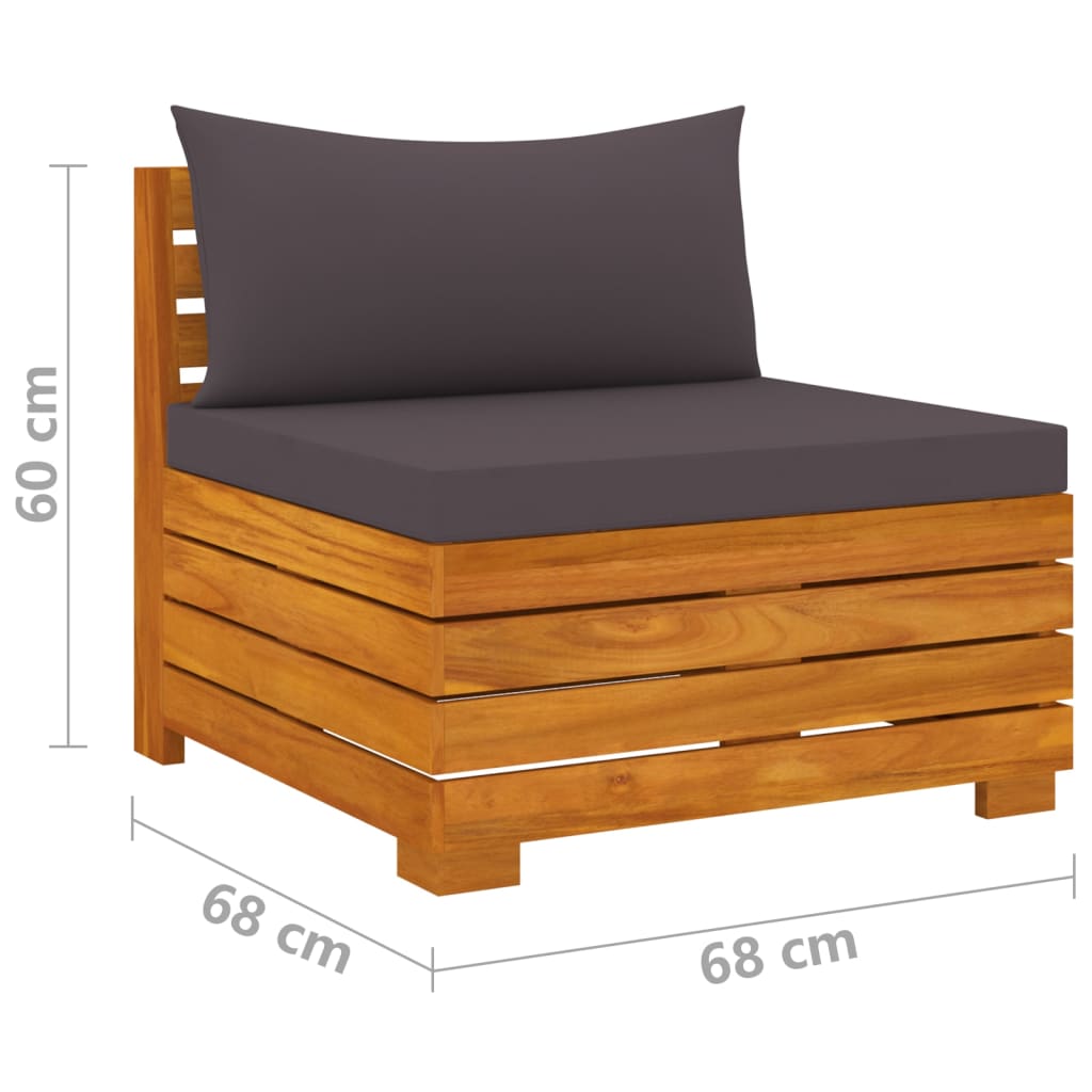 6 Piece Garden Lounge Set with Cushions Solid Wood Acacia