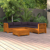 6 Piece Garden Lounge Set with Cushions Solid Acacia Wood