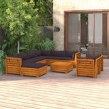 10 Piece Garden Lounge Set with Cushions Solid Wood Acacia