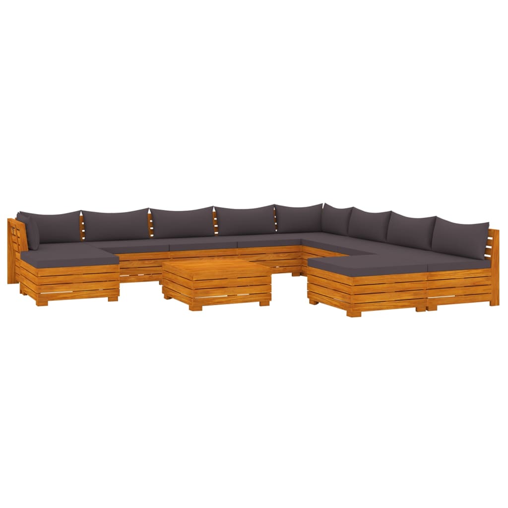 11 Piece Garden Lounge Set with Cushions Solid Wood Acacia
