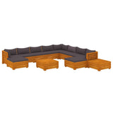 12 Piece Garden Lounge Set with Cushions Solid Acacia Wood - Front View