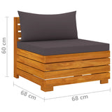 7 Piece Garden Lounge Set with Cushions Solid Wood Acacia - Low Angle