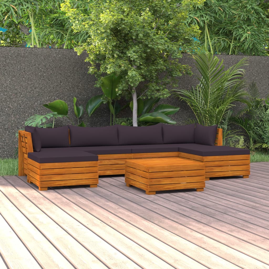 7 Piece Garden Lounge Set with Cushions Solid Wood Acacia