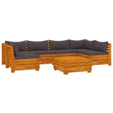 7 Piece Garden Lounge Set with Cushions Solid Wood Acacia - Front View