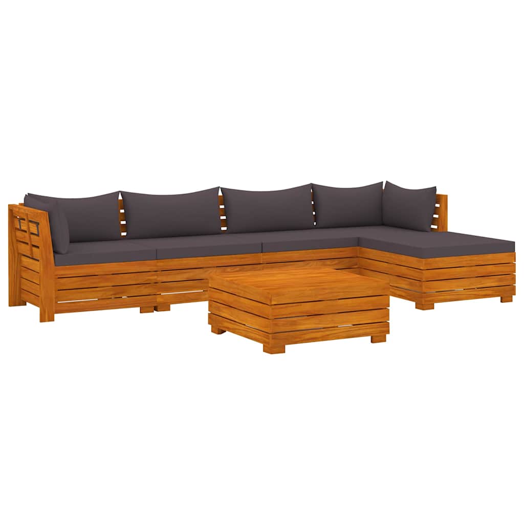 6 Piece Garden Lounge Set with Cushions Solid Acacia Wood