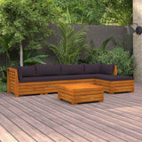 6 Piece Garden Lounge Set with Cushions Solid Acacia Wood