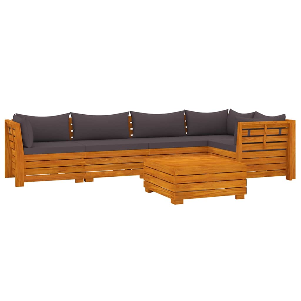 6 Piece Garden Lounge Set with Cushions Solid Acacia Wood