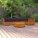 6 Piece Garden Lounge Set with Cushions Solid Acacia Wood