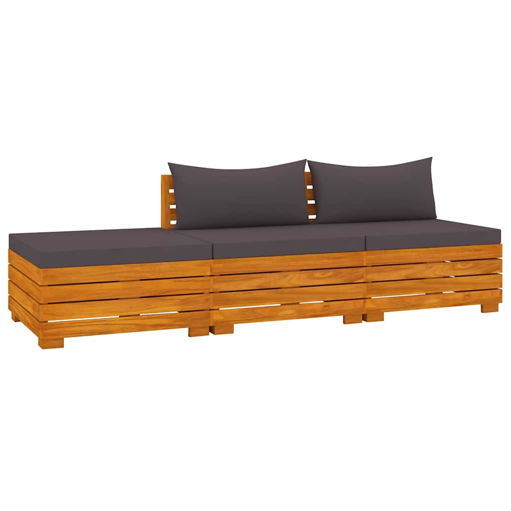 3 Piece Garden Lounge Set with Cushions Solid Wood Acacia