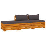 3 Piece Garden Lounge Set with Cushions Solid Wood Acacia - Front View