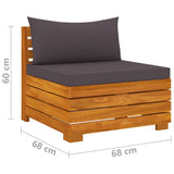 3 Piece Garden Lounge Set with Cushions Solid Wood Acacia - Rear View