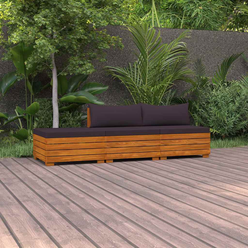 3 Piece Garden Lounge Set with Cushions Solid Wood Acacia