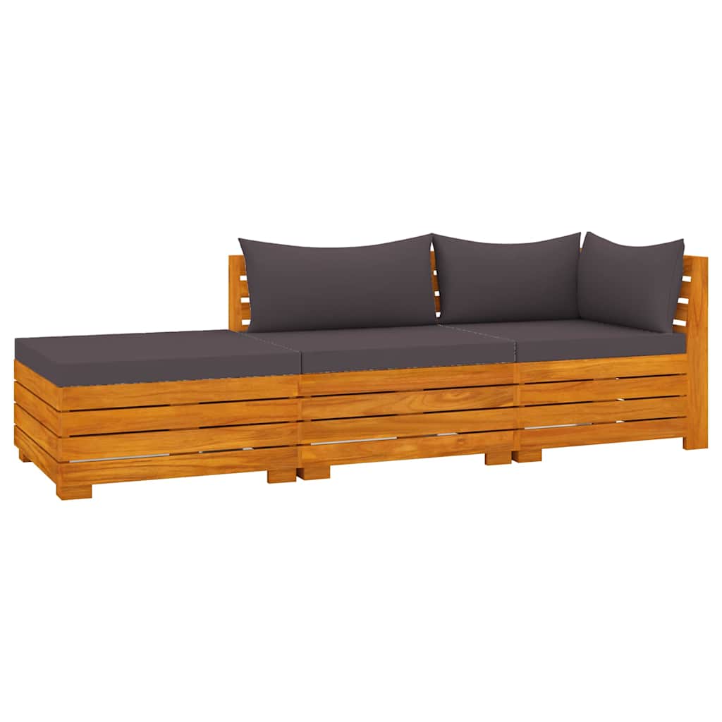 3 Piece Garden Lounge Set with Cushions Solid Wood Acacia