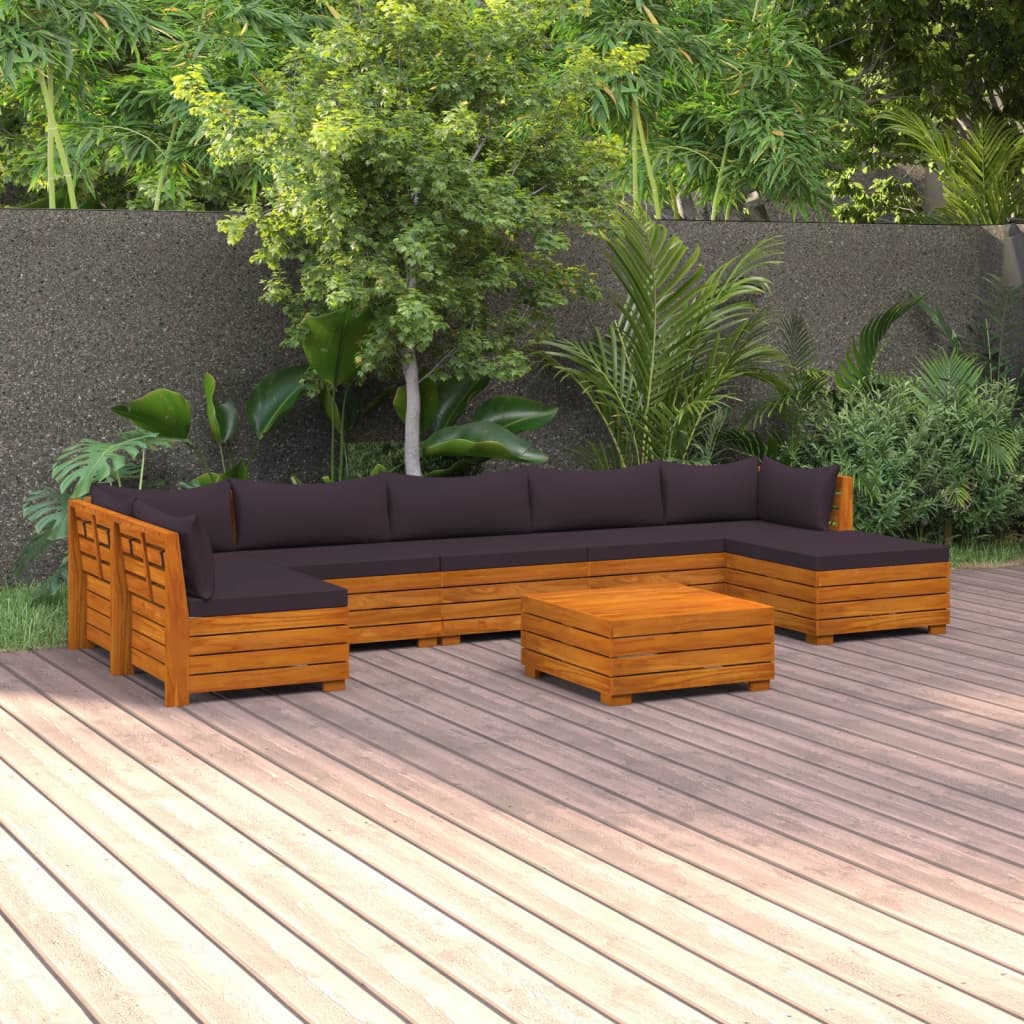 8 Piece Garden Lounge Set with Cushions Solid Acacia Wood
