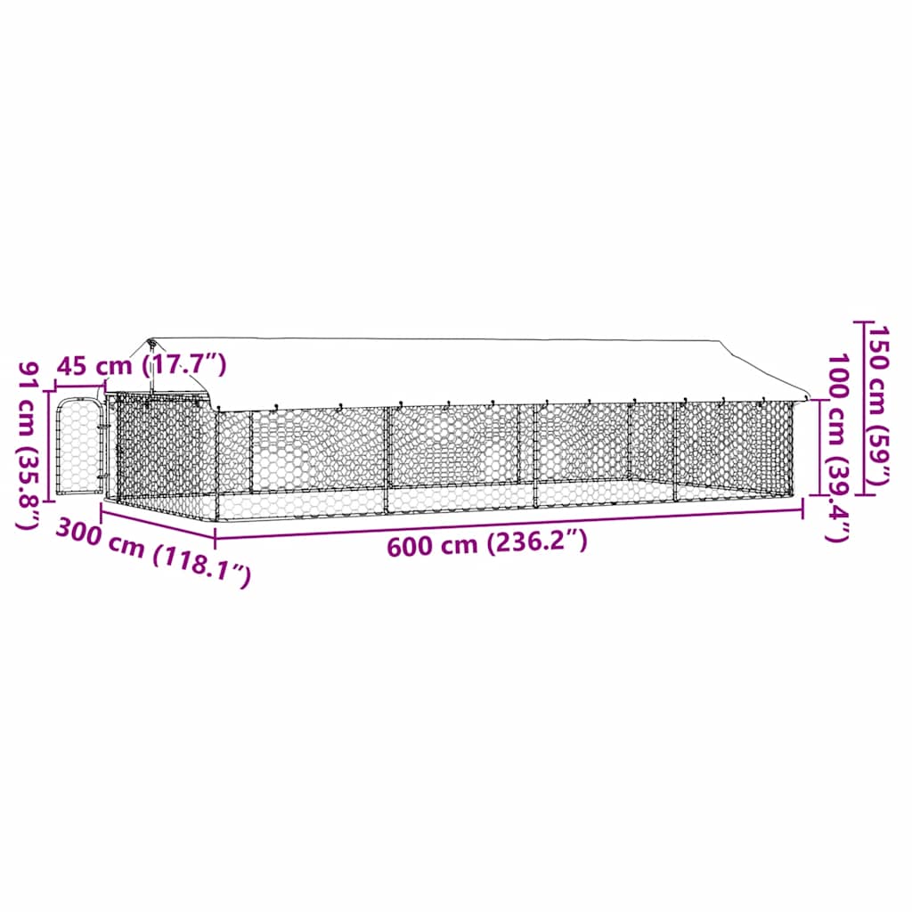 Outdoor Dog Kennel with Roof 600x300x150 cm